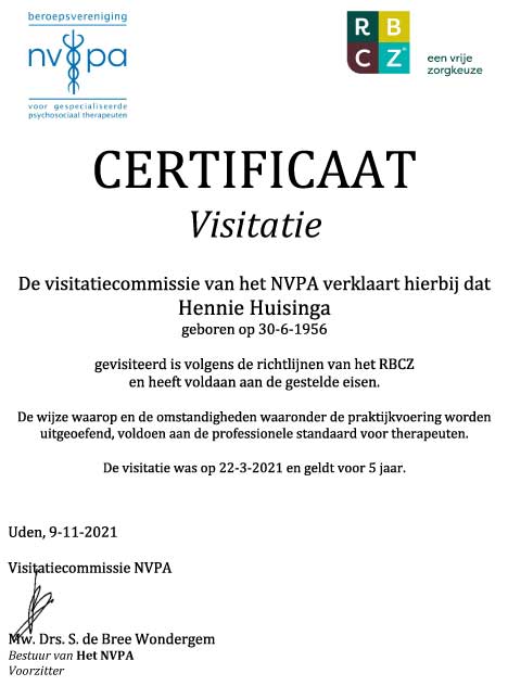 Certificaat Hennie Huizinga